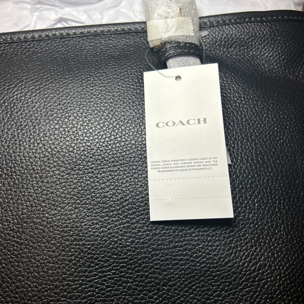 *NWT* Coach Polished Pebble Leather Taylor Tote Bag Black $325 new - Picture 2 of 13